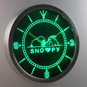 Peanuts Snoopy Heart LED Neon Wall Clock