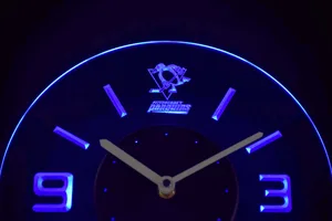 Pittsburgh Penguins Modern LED Neon Wall Clock