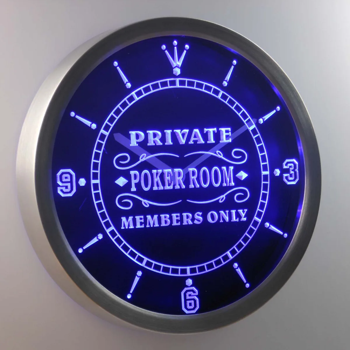 Poker Room Members Only LED Neon Wall Clock