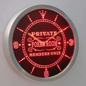 Poker Room Members Only LED Neon Wall Clock