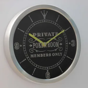 Poker Room Members Only LED Neon Wall Clock