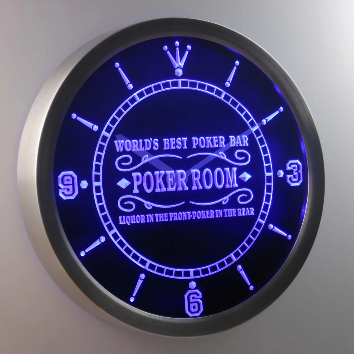 Poker Room World's Best Poker Bar LED Neon Wall Clock