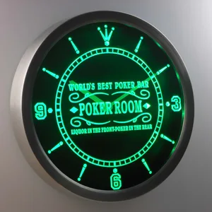 Poker Room World's Best Poker Bar LED Neon Wall Clock