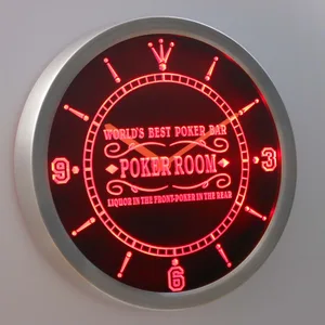 Poker Room World's Best Poker Bar LED Neon Wall Clock