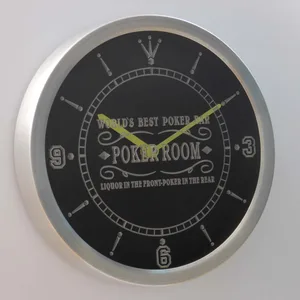 Poker Room World's Best Poker Bar LED Neon Wall Clock