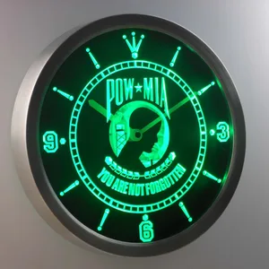 POW MIA LED Neon Wall Clock