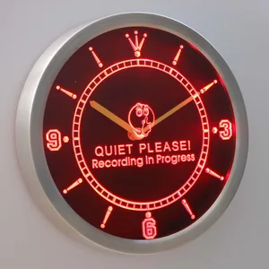 Quiet Please Recording in Progress LED Neon Wall Clock