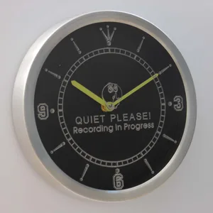 Quiet Please Recording in Progress LED Neon Wall Clock