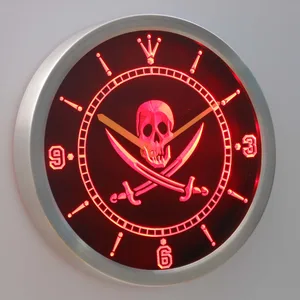 Skull and Swords LED Neon Wall Clock