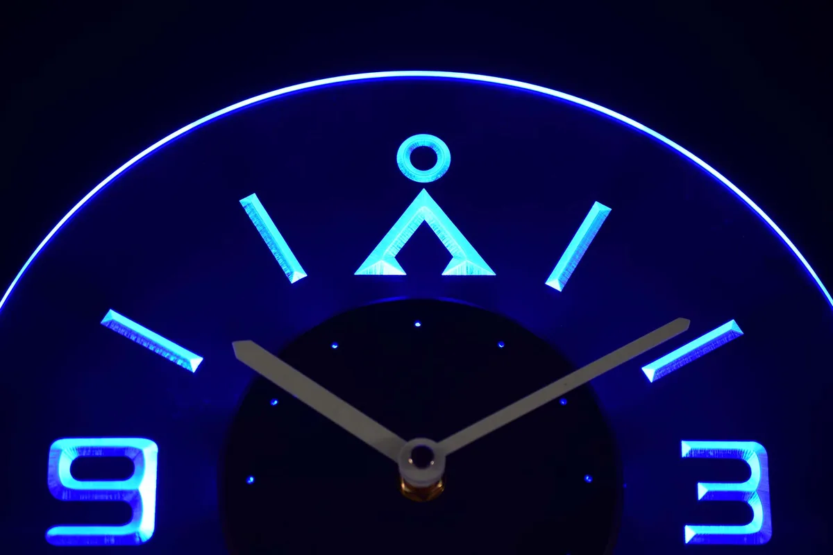 Stargate Earth Glyph Modern LED Neon Wall Clock