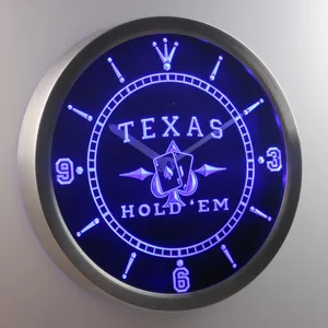 Texas Hold'em LED Neon Wall Clock