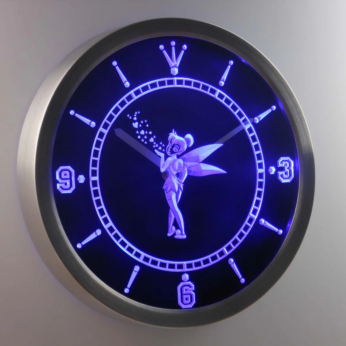 Tinkerbell   Hearts LED Neon Wall Clock