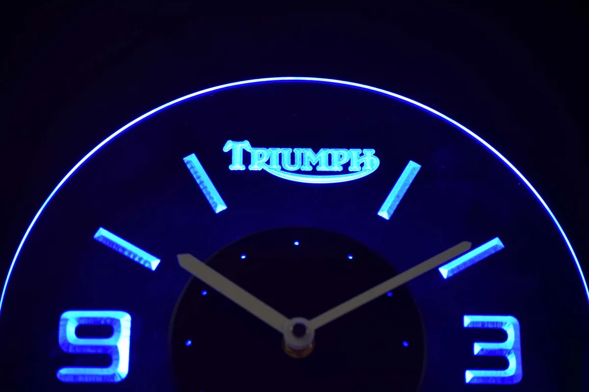 Triumph Old Logo Modern LED Neon Wall Clock