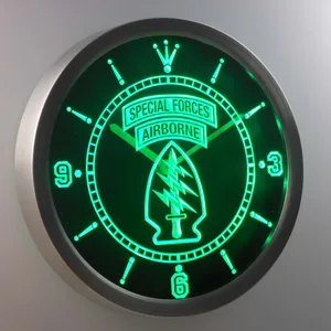 US Army Special Forces Air Borne LED Neon Wall Clock