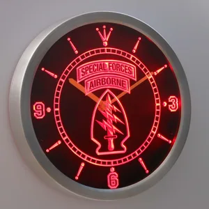 US Army Special Forces Air Borne LED Neon Wall Clock
