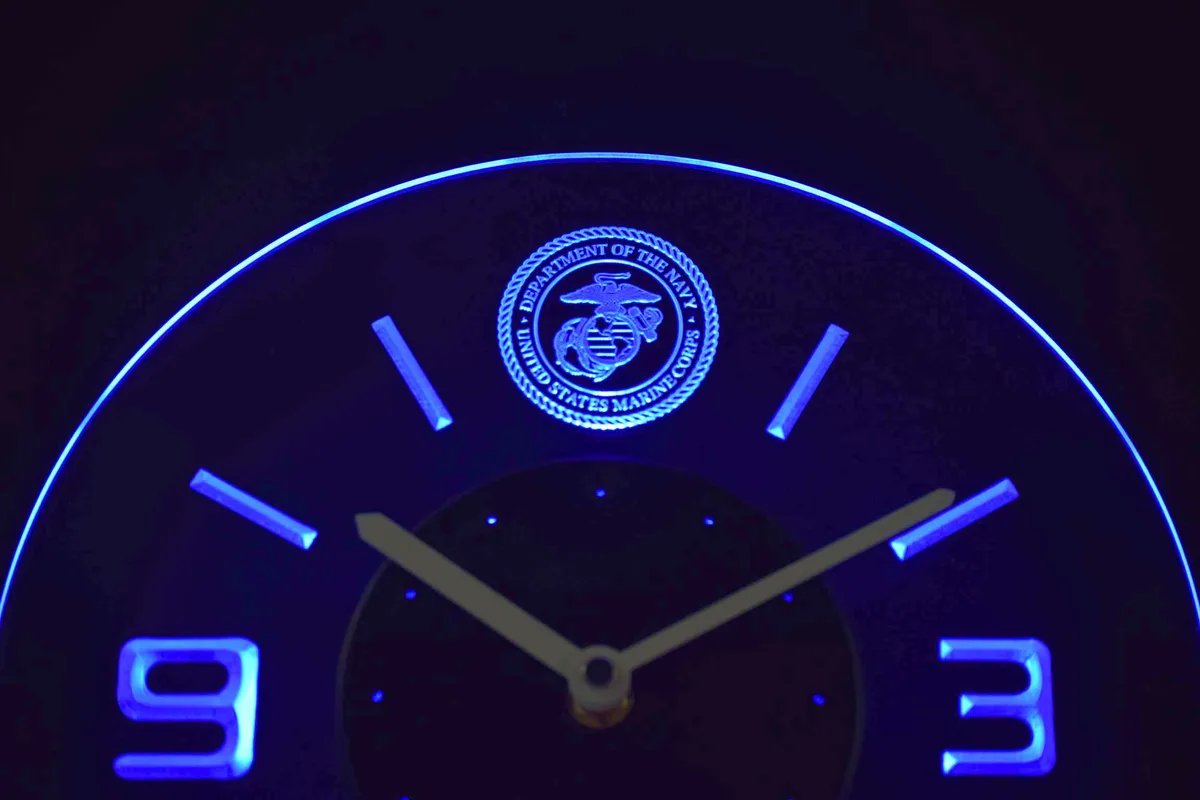 US Marine Corps Modern LED Neon Wall Clock