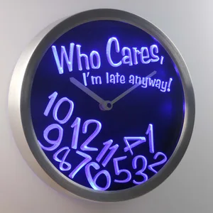 Who Cares LED Neon Wall Clock