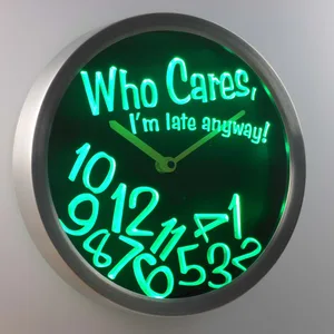 Who Cares LED Neon Wall Clock