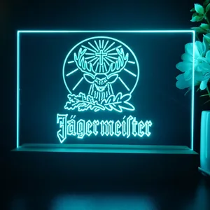 Jagermeister Logo with Cross Deer and Leaves LED Desk Light