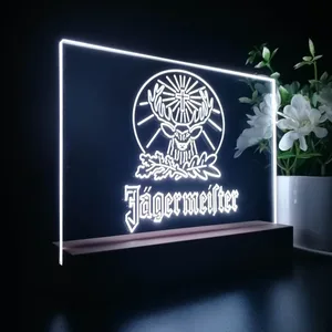 Jagermeister Logo with Cross Deer and Leaves LED Desk Light