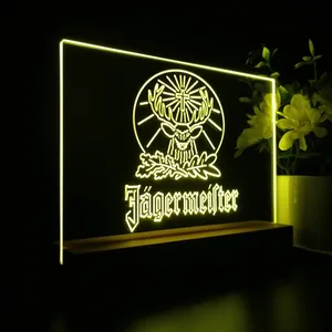 Jagermeister Logo with Cross Deer and Leaves LED Desk Light