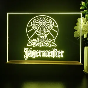 Jagermeister Logo with Cross Deer and Leaves LED Desk Light