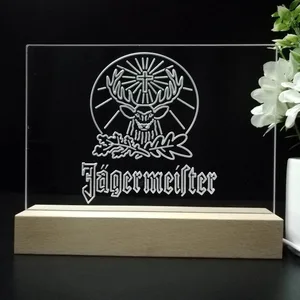 Jagermeister Logo with Cross Deer and Leaves LED Desk Light