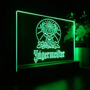 Jagermeister Logo with Cross Deer and Leaves LED Desk Light