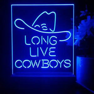 Long Live Cowboys Logo LED Desk Light