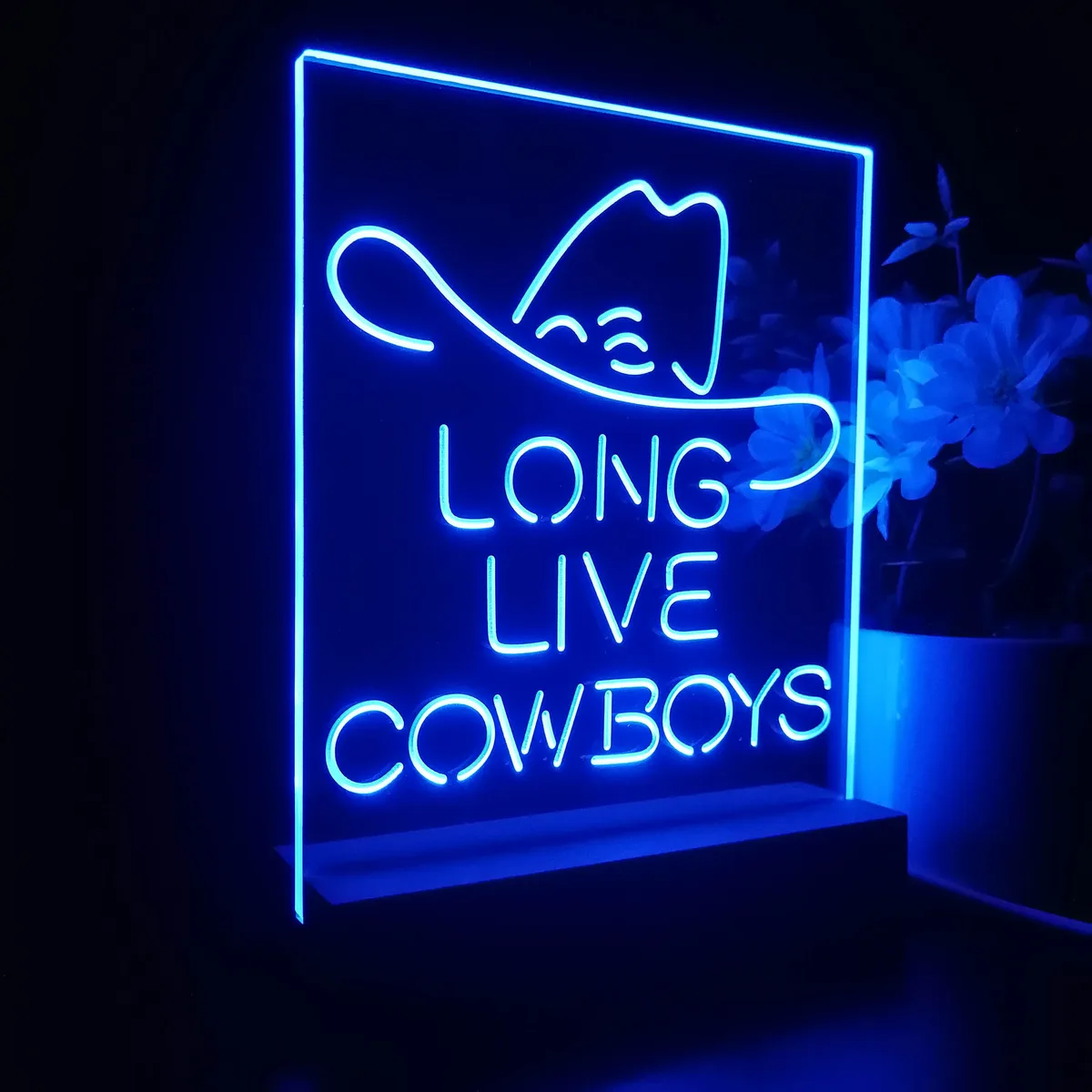 Long Live Cowboys Logo LED Desk Light