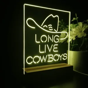 Long Live Cowboys Logo LED Desk Light