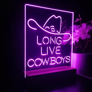 Long Live Cowboys Logo LED Desk Light