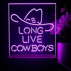 Long Live Cowboys Logo LED Desk Light