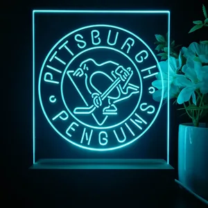 Pittsburgh Penguins Round Logo LED Desk Light