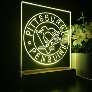 Pittsburgh Penguins Round Logo LED Desk Light