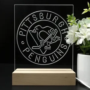Pittsburgh Penguins Round Logo LED Desk Light