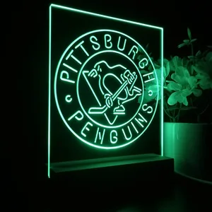 Pittsburgh Penguins Round Logo LED Desk Light