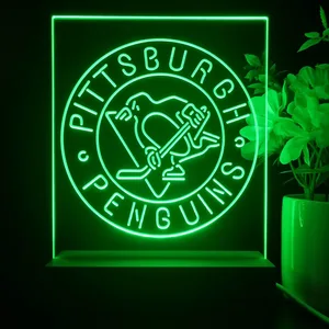 Pittsburgh Penguins Round Logo LED Desk Light