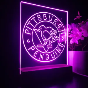 Pittsburgh Penguins Round Logo LED Desk Light