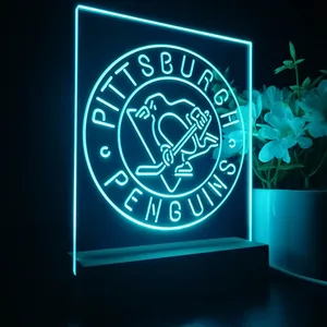 Pittsburgh Penguins Round Logo LED Desk Light