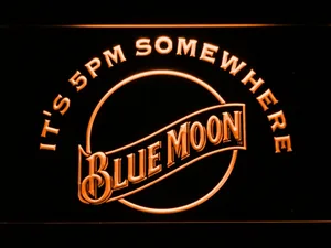 Blue Moon It's 5pm Somewhere LED Neon Sign