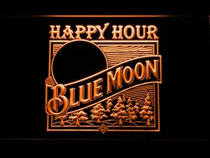 Blue Moon Old Logo Happy Hour LED Neon Sign
