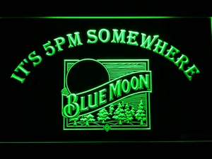 Blue Moon Old Logo It's 5pm Somewhere LED Neon Sign