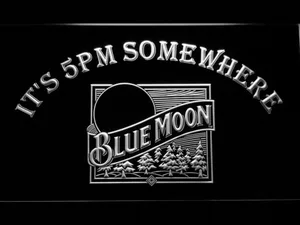 Blue Moon Old Logo It's 5pm Somewhere LED Neon Sign