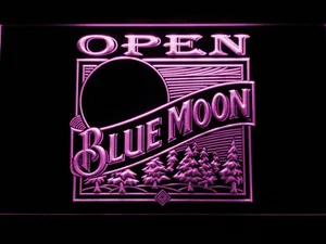 Blue Moon Old Logo Open LED Neon Sign