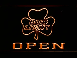 Bud Light Shamrock Open LED Neon Sign