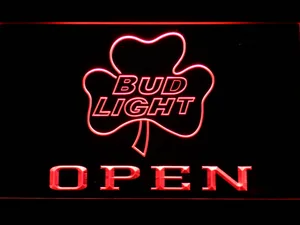 Bud Light Shamrock Open LED Neon Sign