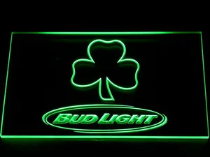 Bud Light Shamrock Outline LED Neon Sign