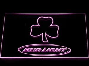 Bud Light Shamrock Outline LED Neon Sign