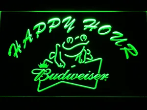 Budweiser Frog Happy Hour LED Neon Sign